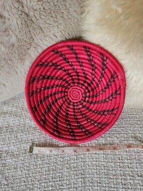 Red&Black Woven African Grass Basket